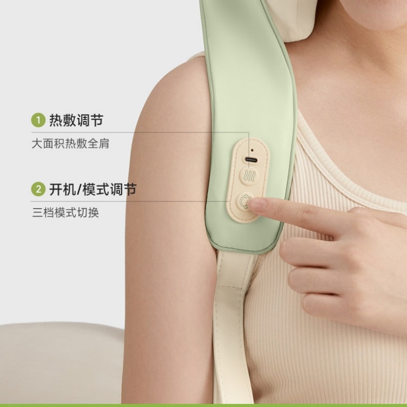 【中國直郵】 小熊 頸椎按摩儀疏通斜方肌腰背部揉捏肩頸按摩器熱敷頸部 紅外線熱灸+可拆洗布套 一裝