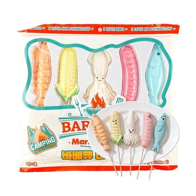 스모어 BBQ 바베큐 해물 모양 마시멜로우 150g【캠핑 바비큐 파티 간식】