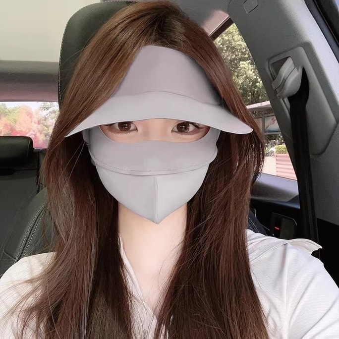 Sun protection mask anti-UV  full face grey 【UPF50】