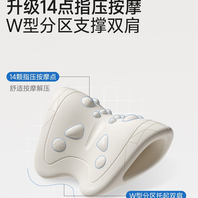 Professional Cervical Massage Pillow, 14 Acupressure Massage Nodes, W-Shaped Bionic Dual-Side Use, 3D Ergonomic Fit, Dual Traction, Cloud-Soft Elastic, Waterproof & Washable Creamy White– 1 Unit 3