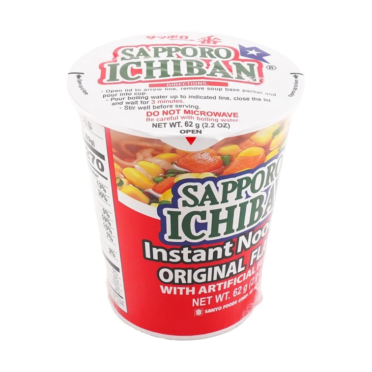 SAPPORO ICHIBAN Instant Cup Noodles Original Flavor, 2.19 oz 6
