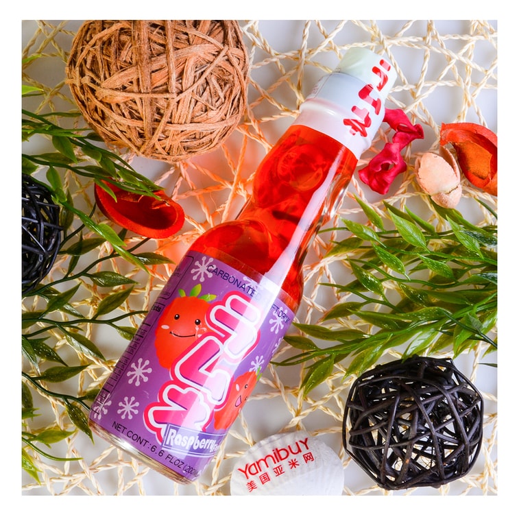 Ramune Soda - Raspberry Flavor Japanese Drink, 6.76 fl oz 4