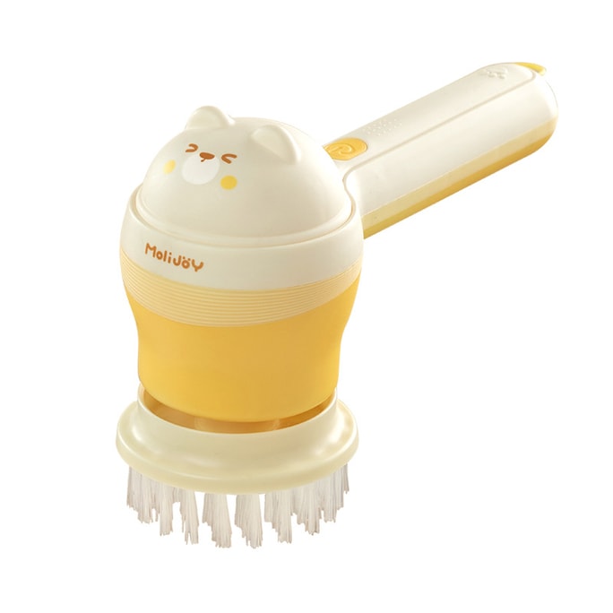 Electric Cleaning Brush Multifunctional Household Kitchen Cream White with 4 Heads