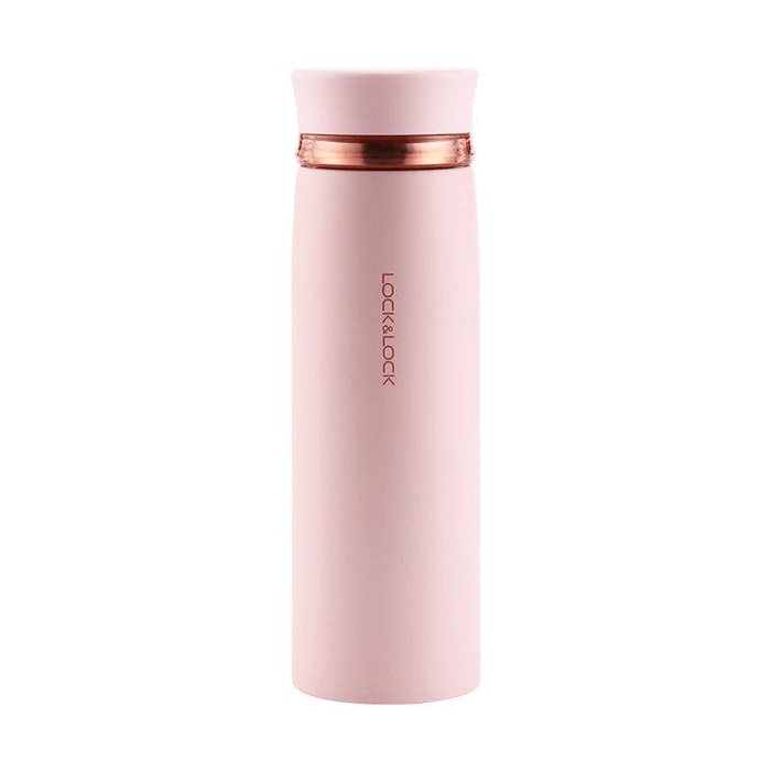 LOCK&LOCK Insulated Cup Women's Ultra Lightweight Water Cup Portable Couple 304 Stainless Steel Cup Pink 450ml