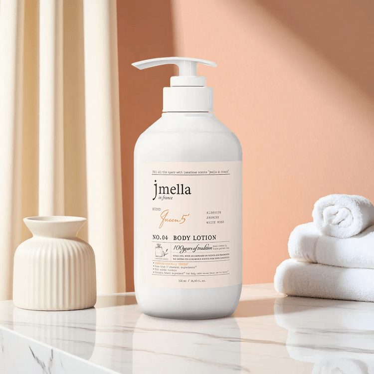 韩国JMELLA NO.04皇后5号身体乳植物萃取保湿水润弱酸性500ml 粉香香草