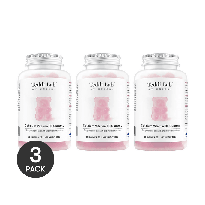 Calcium Vitamin D3 Gummy, Strawberry&Yogurt Flavour, 60 gummies*3【Value Pack】