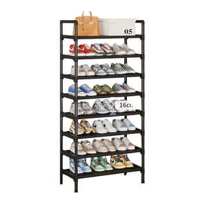 8-Tier Heavy-Duty Shoe Rack, Large Capacity Storage Organizer for Entryway, Closet, Easy Assembly Multifunctional Display Shelf for Sneakers, Blind Boxes, Toy Cars, Plant Stand, Classic Black