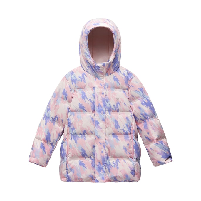 [중국 직배송] 바나나 이너 아동용 다운 재킷, 502클라우드 스타일, 중간 길이, 방풍 및 따뜻한 겨울 재킷, 남학생 및 여학생용, 110cm, 코랄 핑크 질감