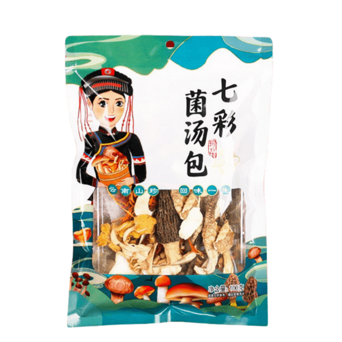 西云珍坊 菌菇包100g菌汤包含有北风菌杏鲍菇、海鲜菇、红枣枸杞蛹虫草、鸡油菌、鹿茸菇、羊肚菌煲汤炖鸡鲜甜 混合干制蘑菇