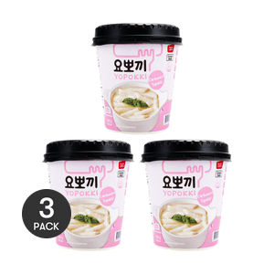 韓国インスタントトッポッキカップ - ライスケーキ、カルボナーラ風味、4.23オンス*3【3パック】