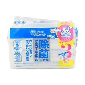 日本ELLEAIR大王制纸 酒精除菌湿巾替换装 42抽x3 【99.99%除菌】【含芦荟精华】