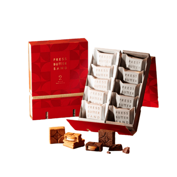 【日本直郵】 日本 press butter sand 超人氣網紅餅乾期間限定包裝 兩種口味黃油夾心餅乾組合裝 原味x巧克力黃油 2盒裝