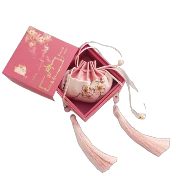 Pink Peach Blossom Scented Sachet - Hanging Style Intangible Cultural Heritage Handmade Pouch1 Piece