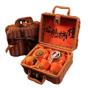 【新年好禮】婚禮伴手禮禮盒 心想柿成茶具套裝+鑰匙扣 新年禮物 員工年會 高級禮品情侶生日 喬遷新居伴手禮 1套丨*預計到達時間3-4週