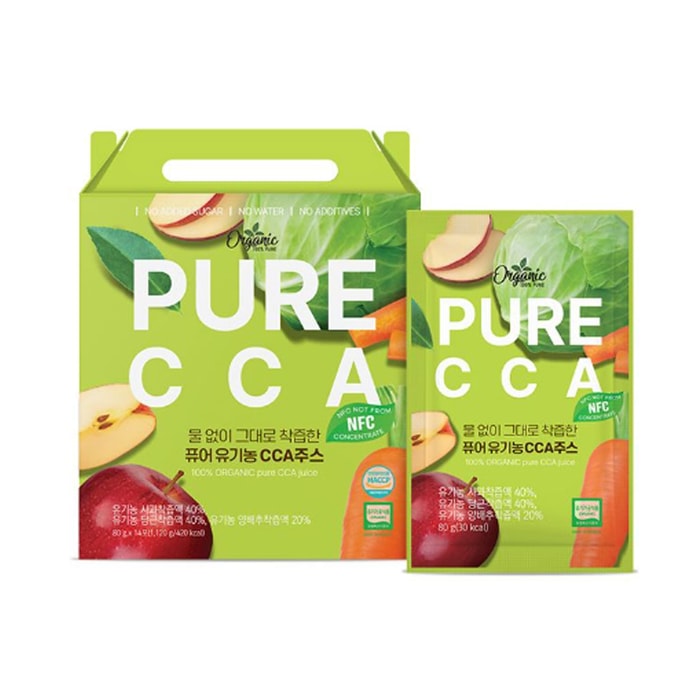 【韩国直邮】 韩国 Chunhoncare 有机CCA果蔬汁 胡萝卜卷心菜苹果汁 100%有机原料 NFC冷压 不加水 不添加糖 无添加剂 80g×14袋