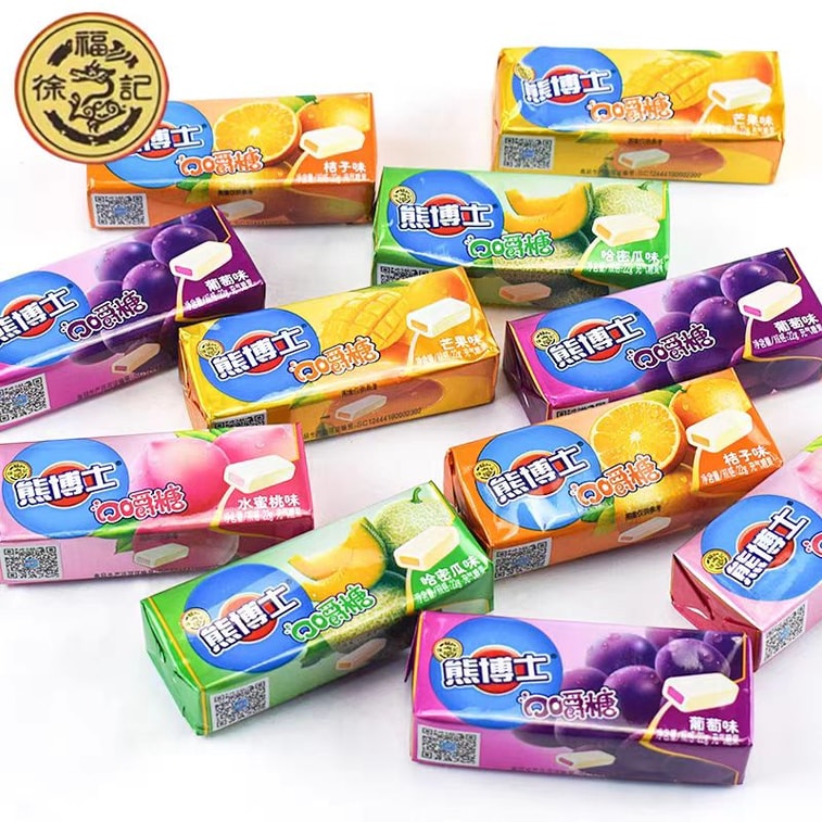 【中國直郵】 台灣 徐福記 熊博士口嚼糖芒果桔子味果汁橡皮軟糖懷舊小吃學生休閒零食 混合口味 約22克*5條 4