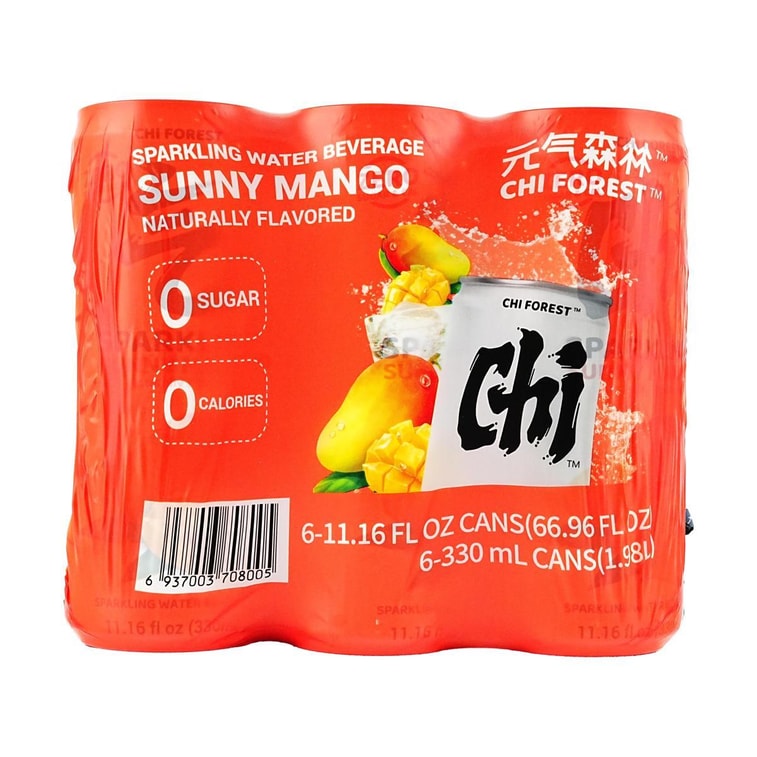 元氣森林 蘇打氣泡水 芒果味 330ml*6罐裝 【0白砂糖0卡0脂】【網紅汽水】【夏日冰飲必備】 6