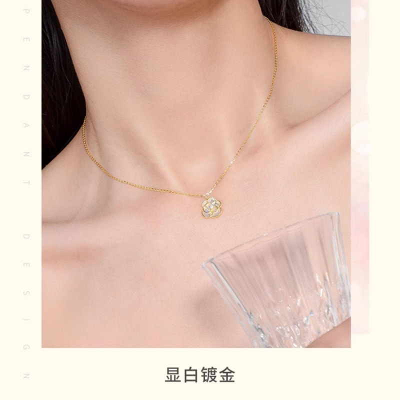 Camellia Shell Necklace Sterling Silver Women's Luxury Design Chic Chanel-Inspired Birthday Gift for Mom Camellia Necklace Single-Piece Set