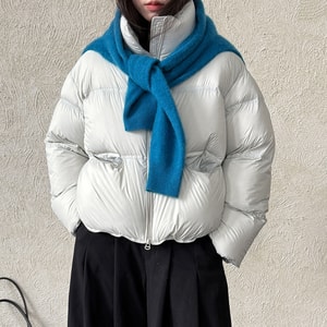 【中国直送】HSPM 韓国風スタンドカラーダウンジャケット レディース 新作 冬物 定番 ホワイトダックダウン90% 厚手 ダウンジャケット アウター ベージュ M