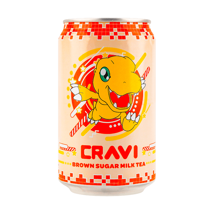 【动漫好物】台湾CRAVI×DIGIMON数码宝贝联名款 即饮奶茶饮料 黑糖味 315ml【亚古兽包装】