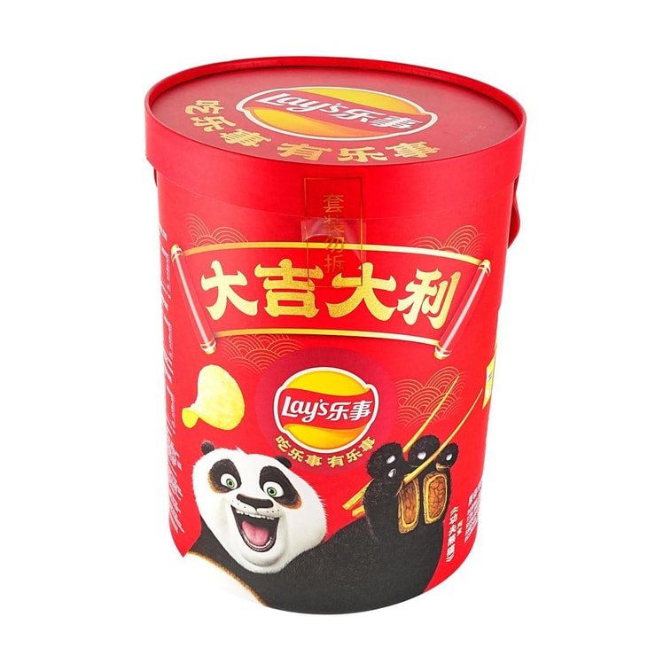 Kung Fu Panda Collaboration Family Bucket Potato Chips Gift Box, 7flavors 16bags 21.9oz 7