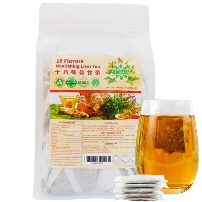 [U.S. Direct Mail] 18 Flavors Nourishing Liver Tea 10.58oz / 300g (5gx60P) Natural Chinese Herbal Tea Liver Care