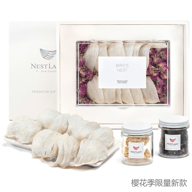 アメリカ産NestLadyプレミアムツバメの巣、「咲き誇る花と満月」ギフトボックス、6Aトップグレードロイヤルツバメの巣、100g【2025年梅雨初収穫ツバメの巣年末クリアランスセール】、FDA/USDA検査済み。 5