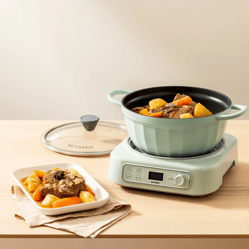 【折扣$18到手價$161.99】BUYDEEM北鼎 慢燉套裝 多功能可分離式慢燉爐 4.7QT淺衫綠 + CP152淺衫綠不沾燉鍋 LP55