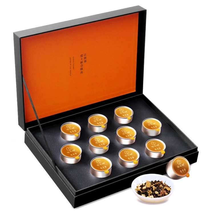 陈皮村 陈李济 正宗新会陈皮普洱茶(银豪)小罐茶 新年礼盒装 96g 4