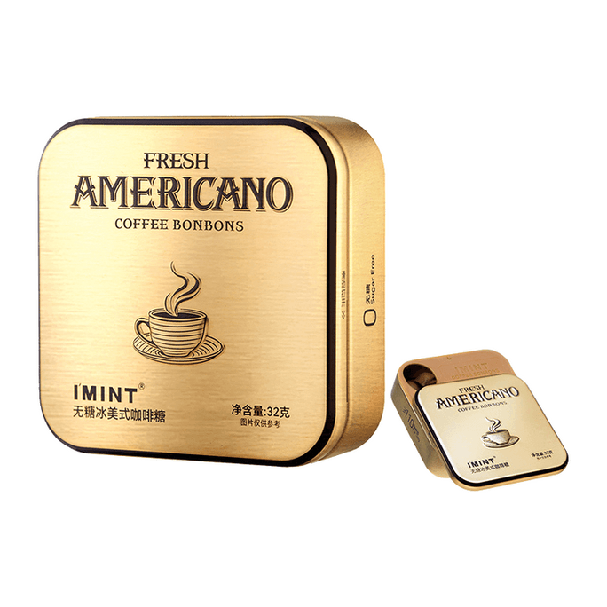 'Sugar-Free Iced Americano Coffee Candy' Xylitol Throat Lozenges 32g, Stay Awake and Refresh, Coffee Bean Shape, Cool Mint