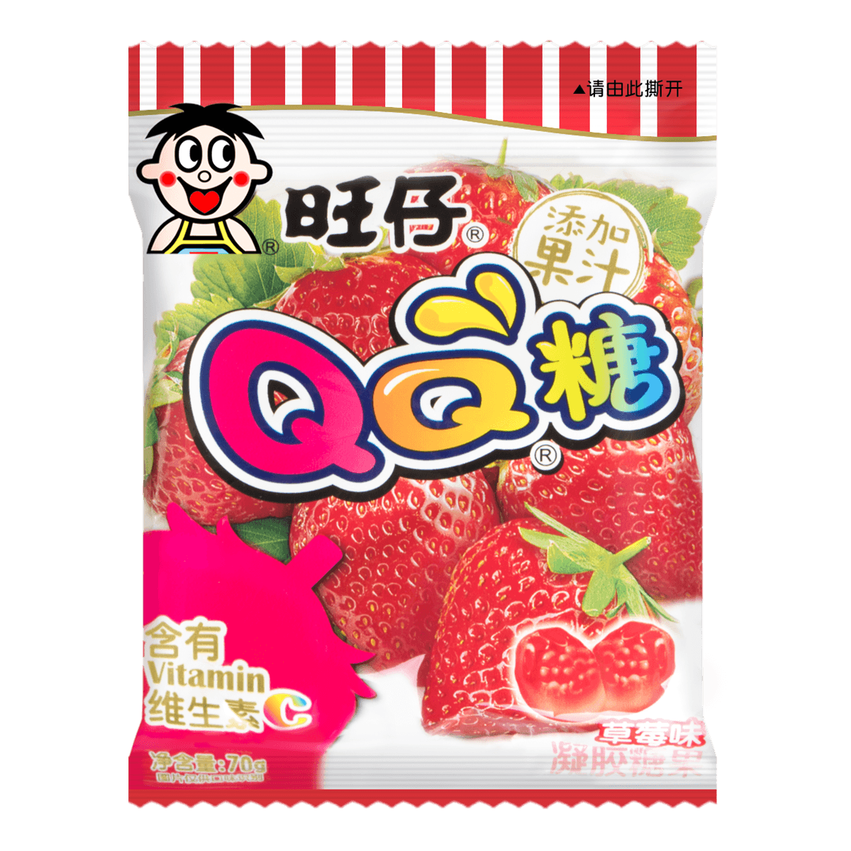 台湾旺旺旺仔qq糖混合胶型凝胶糖果草莓味70g怎么样