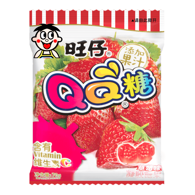 商品详情 - 台湾旺旺 旺仔QQ糖 混合胶型凝胶糖果 草莓味 70g - image  0