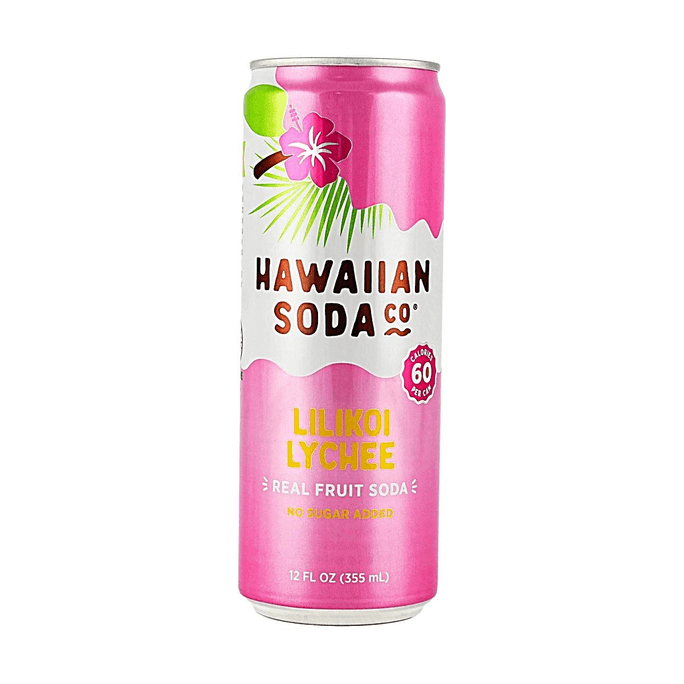 Lilikoi Lychee Passion Fruit Soda,Real Fruit Soda,12 fl oz【No Sugar Added,No Caffeine】