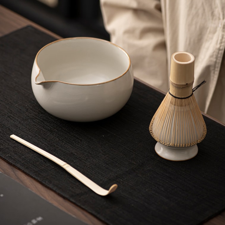 Japanese Matcha Set Matcha Bowl with Pouring Mouth Matcha Eggbeater Teaspoon Eggbeater Handmade Matcha Ceremony Set 3