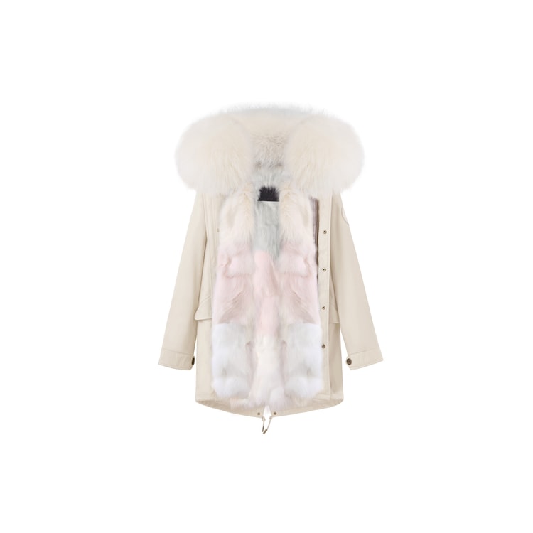 Cream White+Vanilla Ice Cream Classic Fur Parka+Multi-wear