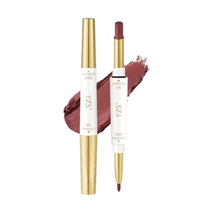 Soft Mist Double-Head Lip Liner #Cinnamon Milk Tea【Lip Liner Lipstick In One】Easy To Fade Not Stain Cups Naturally Outline Lip Shape Create Plump Lips Whitening Lipstick Alluring Makeup 1/box