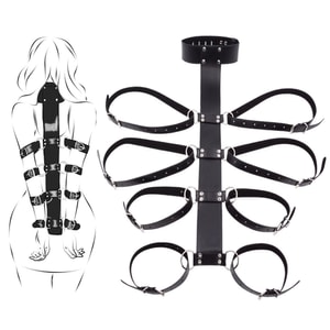 SM male and female slave training props collar backless handcuffs bondage sex toys 1 piece