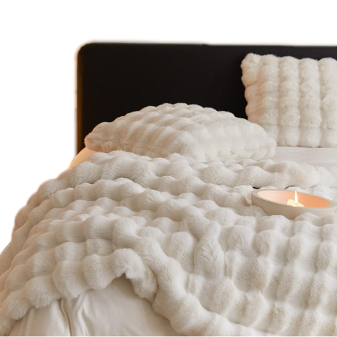 [중국 직배송] Lullabuy 담요 토스카나 인조 모피 담요 화이트 100x160cm