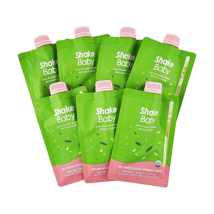 韩国SHAKEBABY 蛋白质奶昔 减肥减脂增肌 抹茶口味 单包153卡 7包入 280g