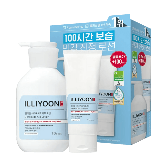 韓國ILLIYOON一理潤 神經醯胺ATO保濕乳液 334ml+100ml 超值套裝【敏肌屏障修護】