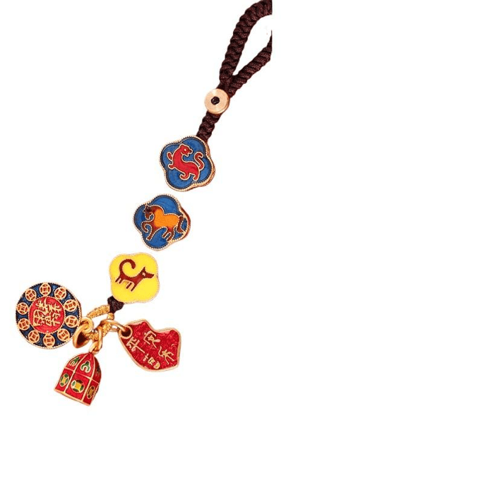 【中国直邮】 普陀山 2026灵机三合生肖挂饰钥匙扣挂件(已祝福) 马狗虎9cm