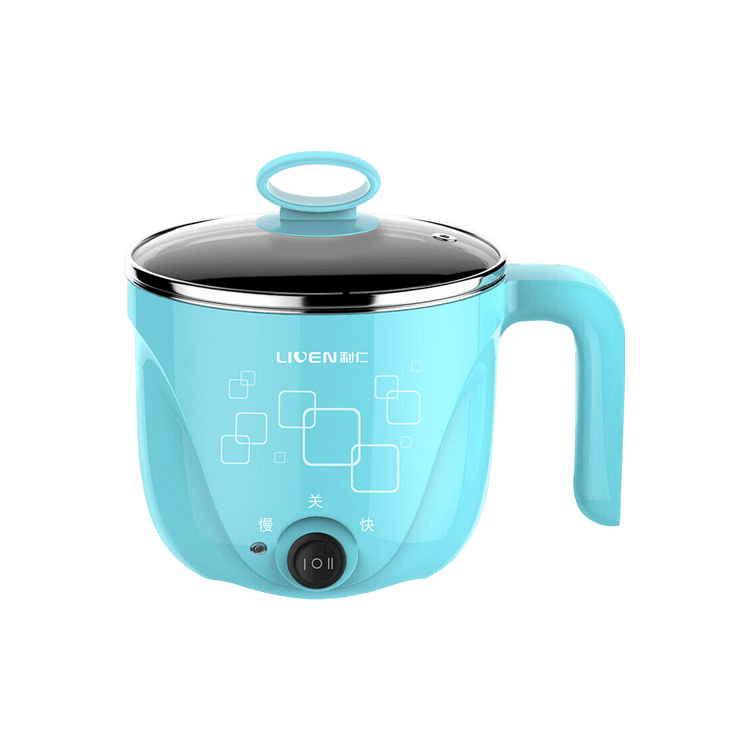 LIVEN Electric Multipurpose Mini Shabu Shabu Hot Pot with Egg Steam Rack  Blue 1.0L 