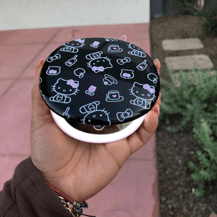 アメリカンインプレッション ドレッシングテーブル ハローキティ スワール メイクアップミラー ライト付き トラベルメイクアップミラー (ブラック) 6