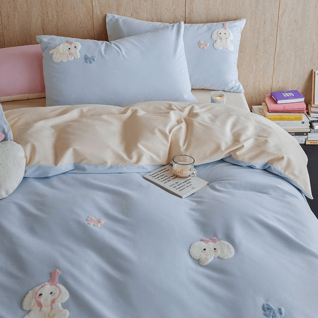中国直送] Lullabuy 刺繍入り 60枚入り フルイドマット 4点寝具セット