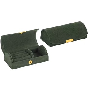 Fancy Jasmine 轻奢精致迷你首饰收纳盒  1盒装绿色  出差旅行便携戒指项链珠宝丝绒饰品盒