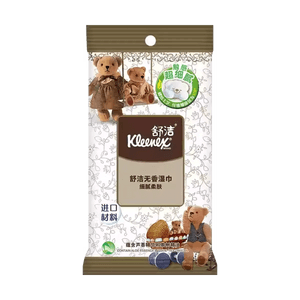 클리넥스 무알코올 스킨케어 베어 물티슈 휴대용 팩, 10매*1팩