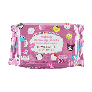 Lingettes démaquillantes Sanrio Characters 30 pièces 【Démaquillage Doux】【Contient de l'Hyaluronate de Sodium】