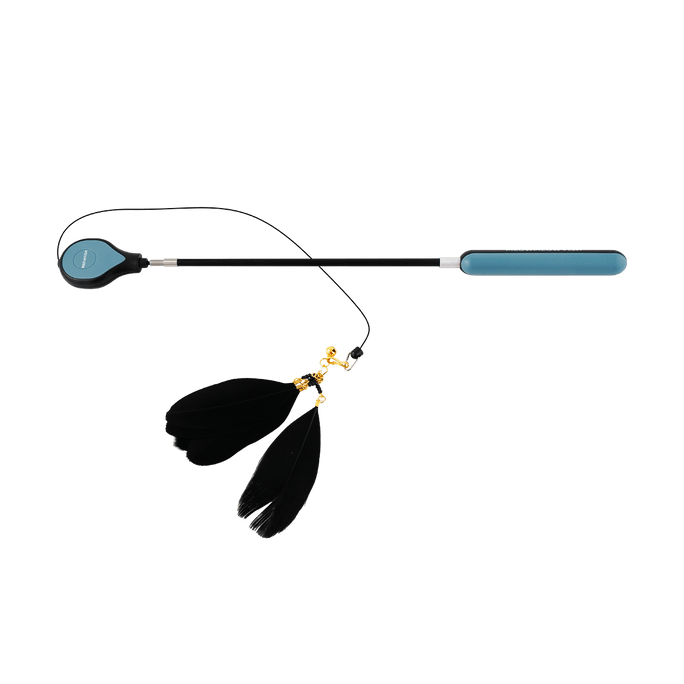 [バンドル] ペットの猫の羽のおもちゃ伸縮式杖エクササイザー猫スティック WD-C-020 #ブラック * 1 + アクセサリー * 1