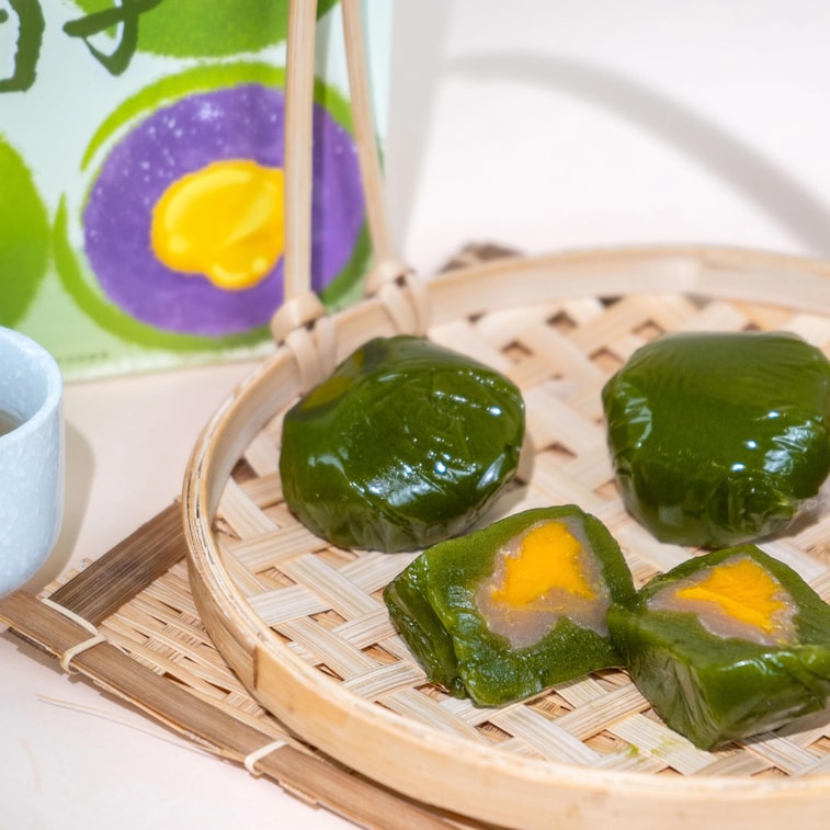 청단 - 녹색 쌀공, 타로 페이스트와 커스터드 맛, 4개, 7.05온스 4