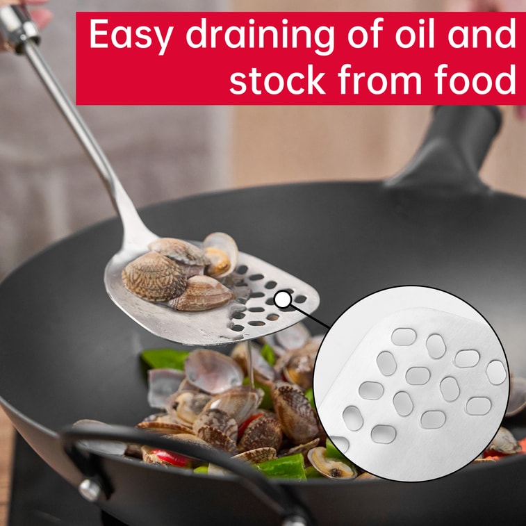 王源吉 ⭐省心套組 不易銹⭐【不銹鋼鍋勺+鍋鏟 2件套】 不銹鋼鍋鏟 炒菜勺 長柄鏟勺廚具鍋鏟套裝 304不銹鋼 4